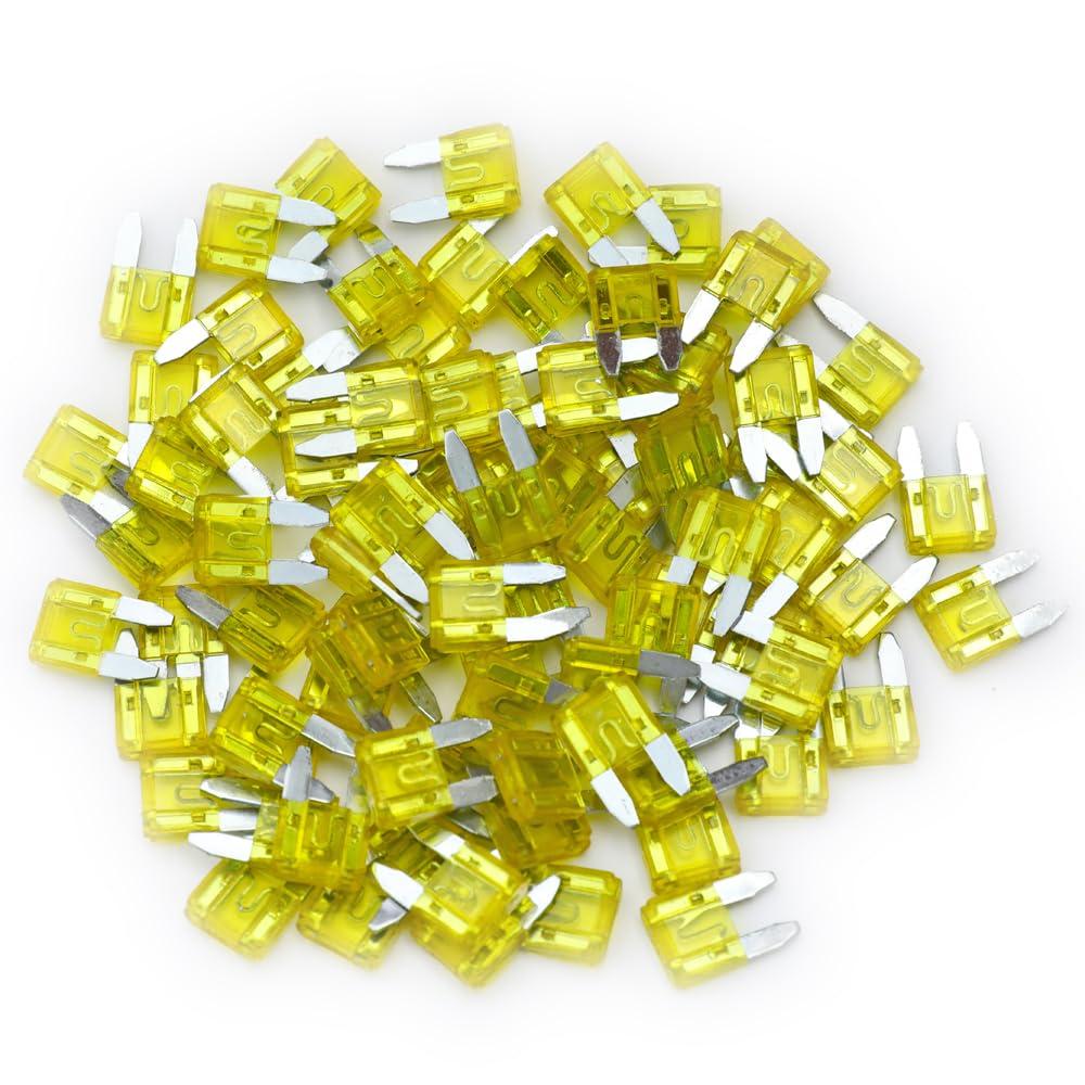 75 Pcs 20Amp Mini Fuse, 20 A Mini Car Blade Automotive Fuses for Car RV Truck SUV Motorcycle Boat