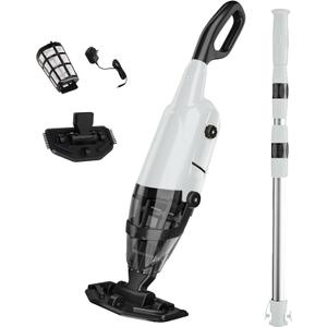 Cordless Pool Vacuum Cleaner for Above Ground Pool & In Ground Rechargeable Pool Vacuum Cleaner - 90 Mins Runtime, with 69" Telescopic Pole, Spa Vacuum for Hot TubMisty Grey