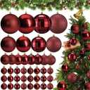 Wettarn 50 Pcs Christmas Ball Ornaments 4'' 3.2'' 2'' 1.2'' Xmas Tree Shatterproof Ornament Decorate with Hanging Loop for Holiday, Party Decorations, Matte, Shiny, Disco Mirror, Glitter(Burgundy)