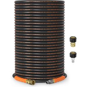 3/8" ID Pressure Washer Hose 200 ft, 4800 PSI Steel-Braided
Flexible & Kink-Resistant, Power Washer Hose with 3/8" Swivel Quick Connect & M22-14mm Adapter, Hot/Cold Water Compatible