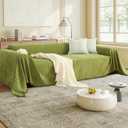 Nobildonna Sofa Cover Washable Soft Thicken Chenille Couch Cover with Tassel,Waterproof Sofa Slipcover for 3-4 Cushion Couch,Sectional Sofa,L-Shaped Furniture Protector Pet-Friendly,Green 71"x150"