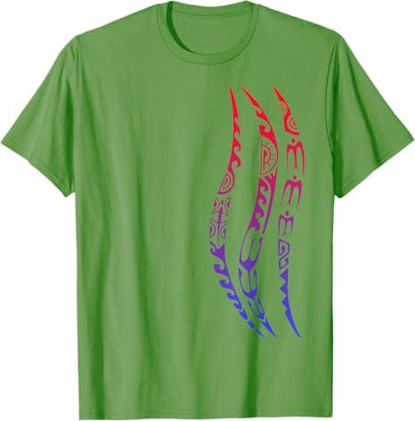 Symbol Waves Pattern Culture Maori Tribal New Zealand Colourful T-Shirt, Green, XL