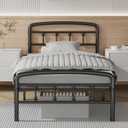 Twin Bed Frame, No Squeak & 1500lbs Heavy Duty Support | Twin Bed Frames with Headboard and Footboard| Tool-Free 20-Min Assembly, No Box Spring Needed, Underbed Storage