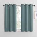 NICETOWN Modern Blackout Curtains Noise Reducing, Thermal Insulated and Privacy Room Darkening Drape Panels for Boy's Guest Room Door Small Short Window (Greyish Blue, 2 Panels, W42 x L40 -Inch)