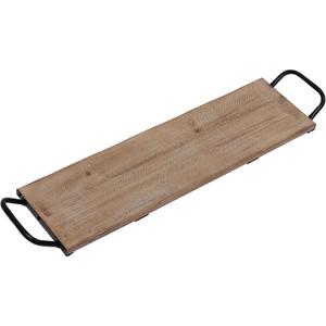 SOFE Rectangular Long Narrow Tray Table Centerpiece - Wood Serving Tray with Handles - 25 Inch Large Serving Platters for Entertaining - Rustic Wood Decorative Tray for Home Room Decor