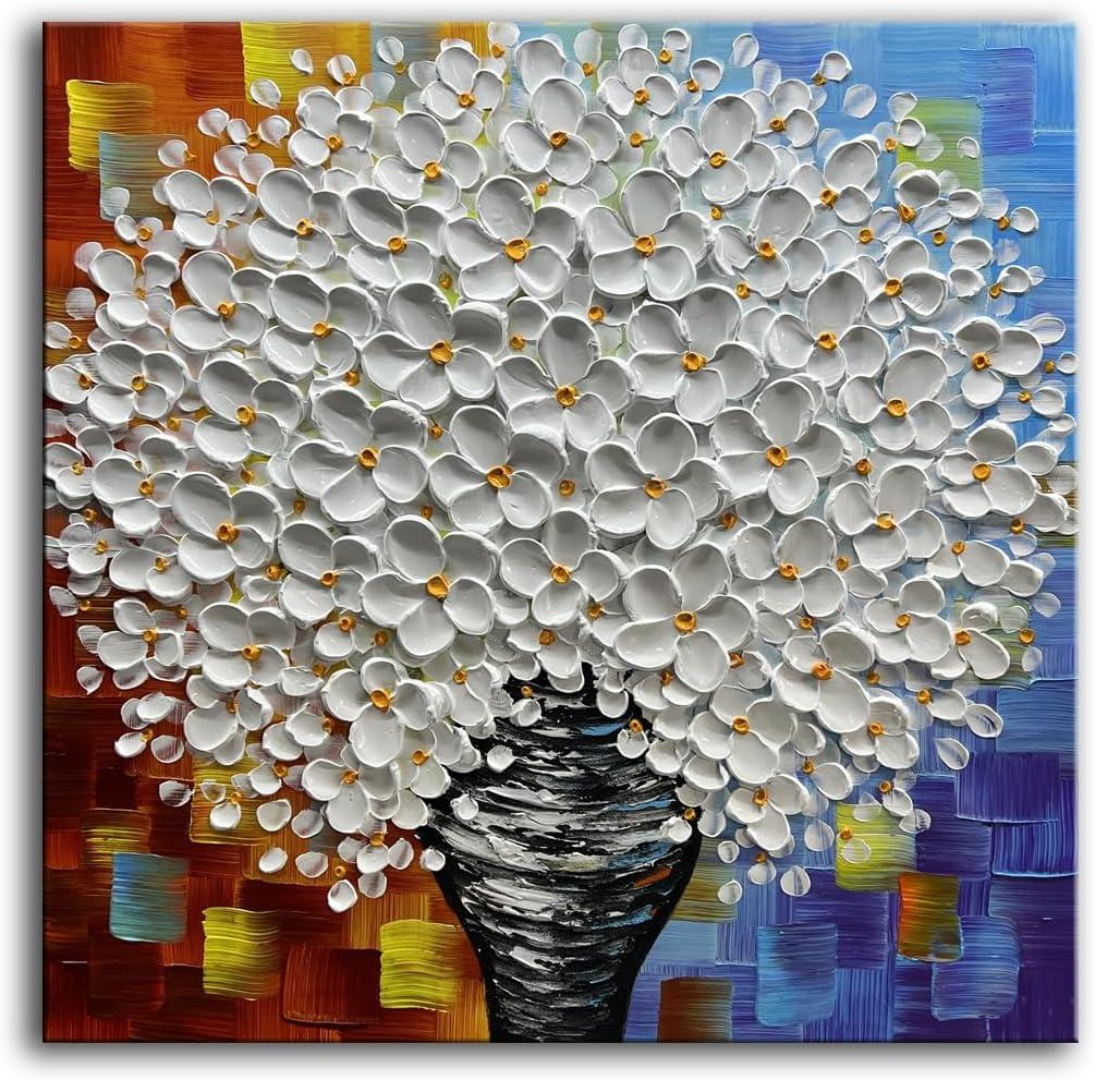 YaSheng Art- 3D Thick Canvas Wall Art Hand-Painted Minimalism Abstract Artwork Oil Painting Home Decorations Modern bedroom Wall Art Ready to Hang (24L" x 24W", YS002A)