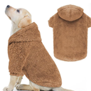 Fuzzy Dog Sweaters for Medium Dogs Dog Hoodie Soft Double-Sided Plush Fleece Pet Sweater Clothes Coats Pet Hoodie Sherpa Hooded Sweatshirt (Brown-M)
