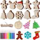WeCraftool Christmas Crafts,100pcs DIY Wooden Ornaments for Crafts Arts,Stocking Stuffers Gifts for Ages 4 5 6 7 8+ Years Kids Boys Girls-Unfinished Wood Slices with Painting Kit Christmas Ornaments