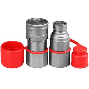 3/4" NPT Skid Steer Bobcat Kubota Flat Face Hydraulic Quick Connect Couplers/Couplings,The Hydraulic Quick Disconnect Couplings Interchange with 1/2" ISO 16028 Body + 3/4" NPT Thread