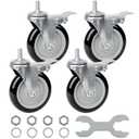 Finnhomy Swivel Caster Wheels 5 Inch Threaded Stem Casters Set of 4 Heavy Duty 1/2"-13 x 1 with Brake Polyurethane Industrial Locking Castors Wheels for Cart/Furniture 2200 Lb Smooth Casters Black