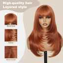 Long Layered Ginger Wig with Bangs for Women 26Inch,Realistic Scalp, Heat Resistant Synthetic Wig, Natural Looking Ginger Orange Wigs for Daily Wear & Part