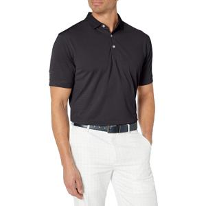 Men's Golf Short Sleeve Solid Ottoman Polo Shirt, Black, X-Large
