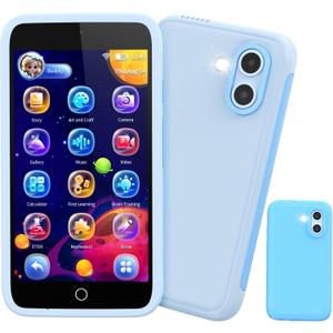Kids Smart Phone, 3.97" Touchscreen Learning Toy with Dual Camera, 210+ Games, 190+ Drawing Activities, and 45+ Fun Stickers, 8GB Kids Cell Phone, Perfect Birthday for Ages 3-12 (Light Blue)