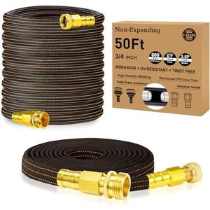 50FT Lightweight Flexible Garden Hose,Non-Slip,Solid Brass Fitting for Garden,Boats Washdown,RVs, Marine Lawn,Campers (OrangeBlack, 2X25 FT)