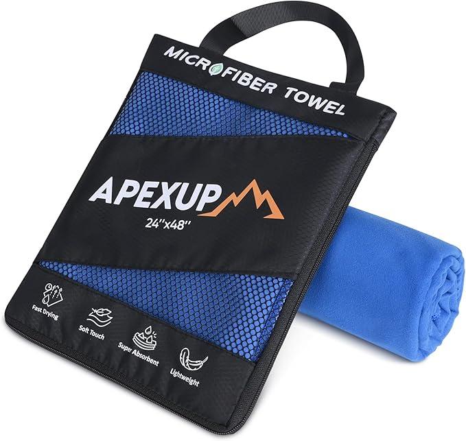 Microfiber Travel Towel, Ultra Absorbent Quick Dry Towels, Lightweight Gym Sports Camping Towel for Workout, Yoga, Beach, Shower, Swimming (48"×24", Dark Blue)