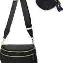 Crossbody Bags for Women, Checkered Bum Bag Crossbody, Spacious Nylon Shoulder Handbag Mom Bag (black)