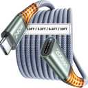 AINOPE USB C Extension Cable 6.6FT, 20Gbps/240W USB3.2 Type C Extender Cord for PSVR 2 Accessories, 4K@60Hz Video Output Braided USB C Female Extension Cable for Hub/PSVR2/Magsafe Charger/Phone,Grey