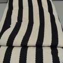 LEEVAN Outdoor Rug 4x6 ft Black and White Striped Patio Rugs, Washable Woven Cotton Boho Living Room Rug Farmhouse Collection Large Floor Carpet for Courtyard/Bedroom