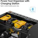 CCCEI Modular Power Tool Organizer Wall Mount with Charging Station. Garage Drill Storage Shelf with Hooks, Heavy Duty Rack, Tool Battery Holder Built in 8 Outlet. Gift for Men. Black, 1 Pack.