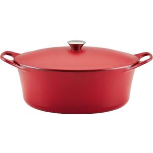 Rachael Ray NITRO Cast Iron Dutch Oven, 6.5 Quart, Red