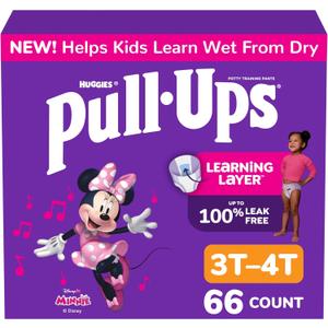 Pull-Ups Girls' Potty Training Pants, Size 3T-4T Training Underwear (32-40 lbs), 66 Count