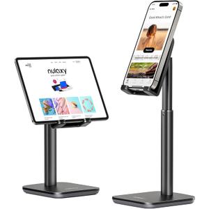 Nulaxy Phone Stand, Height Angle Adjustable Cell Phone Stand, Phone Holder for Desk Compatible with Phone 16 15 14 13 12 Mini 11 Pro Xs Max Xr X 8 7 6 6s Plus, All Smartphones (4-8 inches) - Black