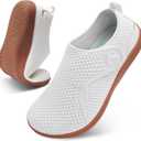 Scurtain Wide Width Barefoot Walking Shoes Hospital Nurse Shoe for Women Comfortable White Maternity Pregnancy Bunion Neuropathy Edema Flats Shoes Size 9