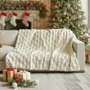 Horaldaily Christmas Blanket Throw, Beige Christmas Tree Soft Fuzzy Plush Faux Fur Cozy Blankets for Couch Sofa Bed Lounging, Ideal Gifts for Kids Adults Wife Self, 50x60