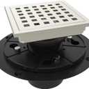 WEBANG 4 Inch Square Shower Floor Drain with Flange,Quadrato Pattern Grate Removable,Food-Grade SUS 304 Stainless Steel,Watermark&CUPC Certified,Brushed Nickel