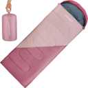 Clostnature Sleeping Bag for Adults and Kids - Lightweight Camping Sleeping Bag for Girls, Boys, Youths, Ultralight Backpacking Sleeping Bag for Cold Weather - Compression Sack Included(Left Zipper) (3 Lbs, Pink)