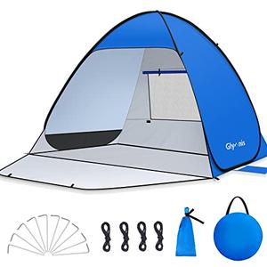 Glymnis Pop Up Beach Tent Beach Shade Tent for 1-4 Persons Sun Shelter UPF 50+ Enclose Zipper Door Portable Easy Up Beach Tent L (3-4 Person)