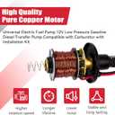 Universal Electric Fuel Pump Kit 12V 4.5-7psi Low Pressure Electric Fuel Pump With Installation Kit For Carburetor Gasoline or Diesel Engine EP12S