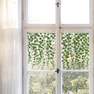 Transparent Leaf Window Sticker, Removable Static Cling Double-Sided Decal Clings for Glass Windows Door Decor, Watercolor String of Pearls (15.75"x47.24"/40X120cm)