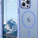 SUPFINE Magnetic for iPhone 13 Pro Max Case (Compatible with MagSafe) (Military Grade Drop Protection) Slim Translucent Matte Shockproof Phone Cover,Blue Purple