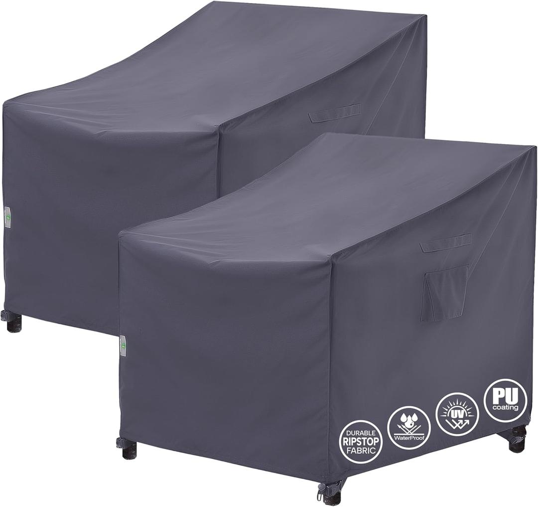 F&J Outdoors Patio Chair Cover - Heavy Duty Waterproof UV Resistant, Grey, 2Pack, 35" W x 39" D x 36" H