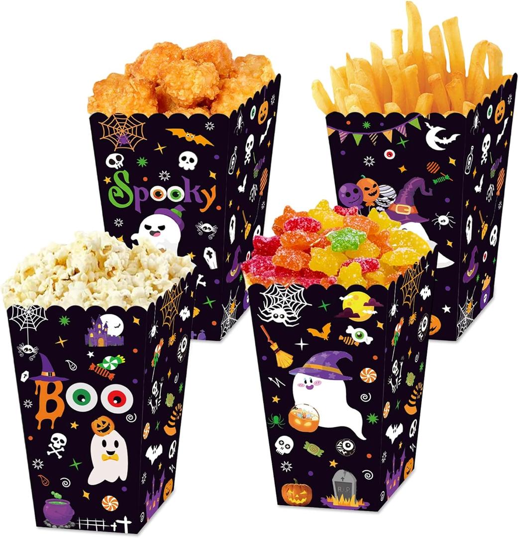12PCS Boo Popcorn Boxes A Little Boo Is Due Baby Shower Decorations Ghost Goodie Box For Baby Shower Baby Girls Halloween Decorations