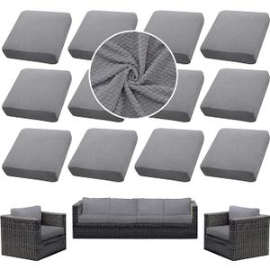 SUKAIKEQA Outdoor Cushion Covers Set,12PCS Patio Furniture Couch Seat Slipcovers, Replacement for Sofa Sectional Chair(Cover，Only)