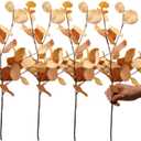 4 Pcs Fall Flowers Artificial for Decoration 34'' Faux Eucalyptus Stems Leaves Long Stem Eucalyptus Branches Fake Eucalyptus Silk Fall Leaves for Home Wedding Festival Party Decor,Champagne