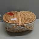 Happypicnic Wicker Picnic Basket with Handle, 15" Large Empty Picnic Basket with Lid & Removable Liner, Vintage Hand Woven Basket for Picnics, Camping, Veg Picking, Mother's Day, Thanksgiving (Solid)