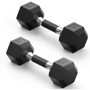 PAPABABE Hex Dumbbell Set of 2, 7.5 lb dumbbells pair, 7.5 Pound Weight Dumbbells for Women & Men, Hand Weights for Strength Training, Free Weights, pesas para ejercicios (7.5 Pair)