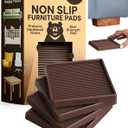 CasterMaster Non-Slip Furniture Pads Square Rubber Anti-Skid Caster Cups, Anti-Sliding Floor Protectors for Furniture (Brown, 5'' x 5'' (Pack of 4))