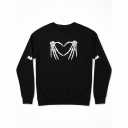 Halloween Funny Skeleton Hands That Form A Heart Sweatshirt, Black, XXL