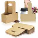 2 Cup Disposable Drink Carrier for Delivery with Handle,15 Count Kraft Paperboard Cup Holder,Cup Carriers for Hot or Cold Drinks,Coffee Carrier, Food Delivery,Take Out Cup Carriers (Brown, 15 PCs)