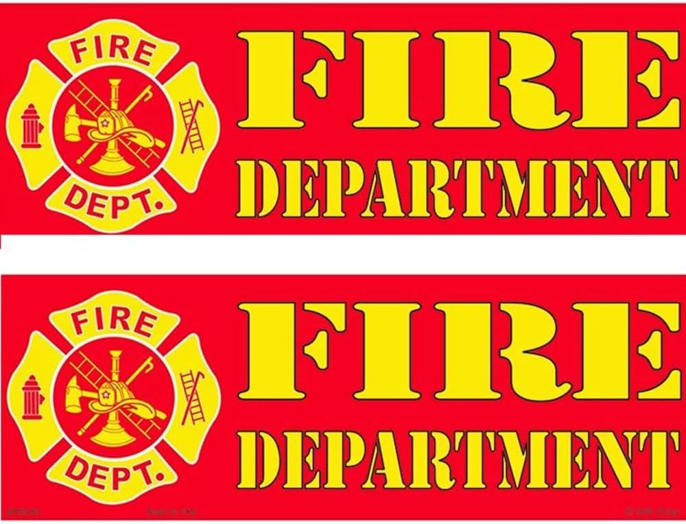 Fire Dept. Bumper Sticker, 3 1/2" x 10" Size, 2 Pack