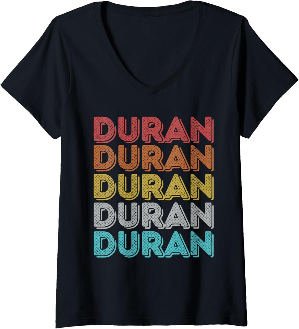 Womens Vintage Retro Duran V-Neck T-Shirt Small