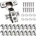 60 Pack Soft Close Cabinet Door Hinges for 1/2" Partial Overlay Cupboard, 100 Degree Opening Angel, Stainless Concealed Kitchen Cabinet Hinges with Mounting Screws and Manual