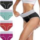 wirarpa Women's Cotton Underwear High Waist Breathable Briefs Soft Underpants Ladies Stretch Panties 4 Pack (X-Large)