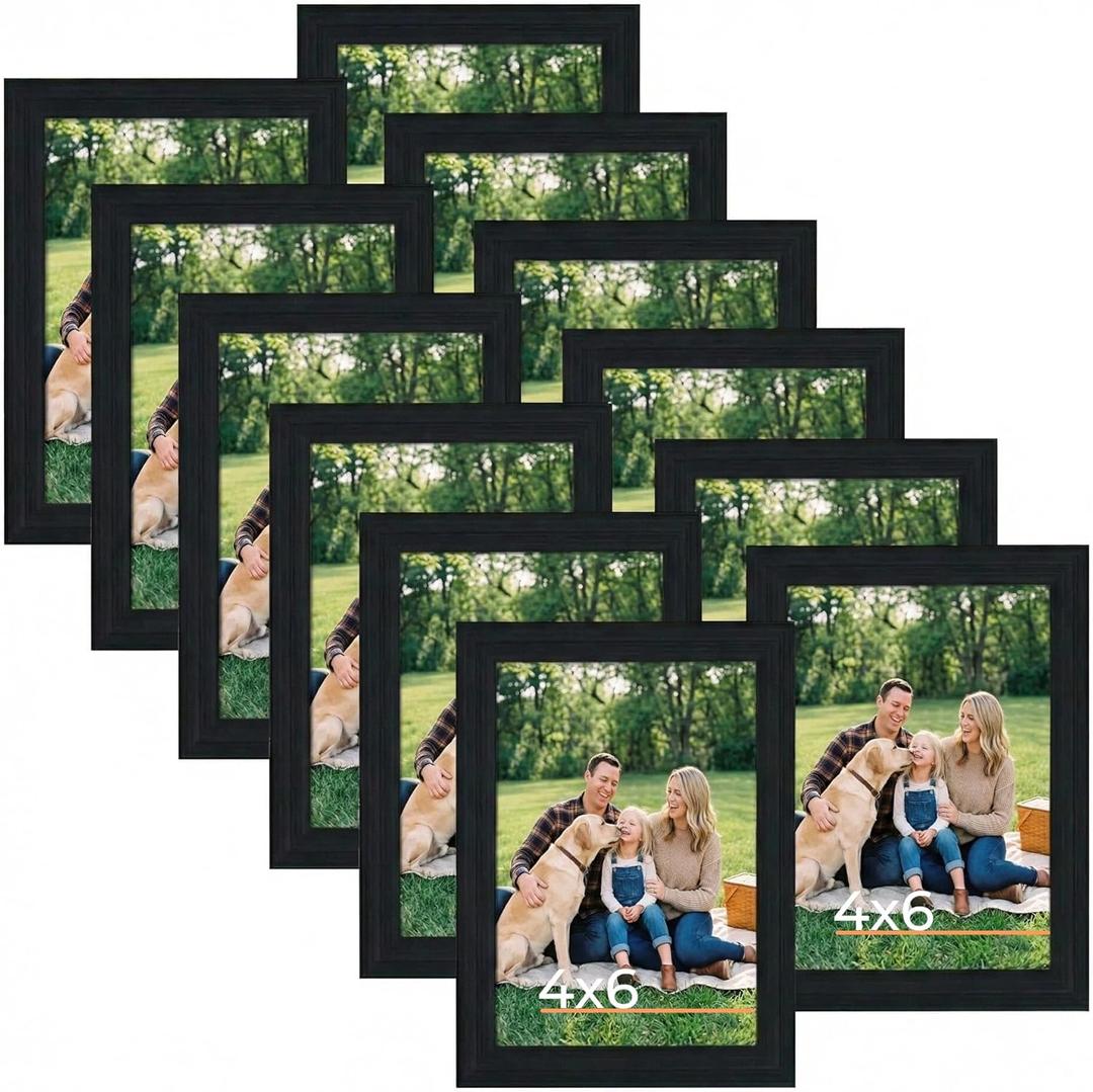 Giftgarden 4x6 Picture Frame Black 4 x 6 Photo Frames Bulk for Wall or Tabletop, Set of 12