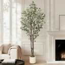 Eucalyptus Trees Artificial Indoor7FT Tall Faux Plants Indoor with White Planter, Green Lifelike Fake Eucalyptus Tree Artificial Plants, Artificial Trees for Home Decor Indoor | Green Lifelike Fake Eucalyptus Tree Artificial Plants, Artificial Trees for Home Decor Indoor