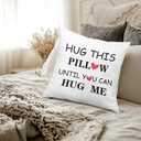 Hug This Pillow Until You Can Hug Me Throw Pillow Covers 18x18, Anniversary Birthday Gifts for Boyfriend Girlfriend, Long Distance Relationship Gifts, Couples Pillow Covers (Colour 02)